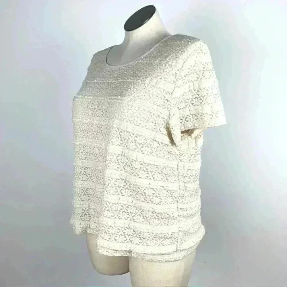 Alfred Dunner Womens top size XL cream floral eyelet